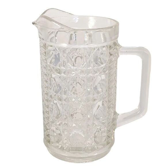 Glass Pitcher Federal Indiana Windsor Cane 16 oz - Picture 1 of 12